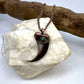 Black Bear Claw with Malachite Accent, Large Front Claw - Copper Electroformed Necklace