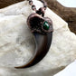 Black Bear Claw with Malachite Accent, Large Front Claw - Copper Electroformed Necklace