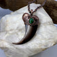 Black Bear Claw with Malachite Accent, Large Front Claw - Copper Electroformed Necklace