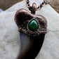 Black Bear Claw with Malachite Accent, Large Front Claw - Copper Electroformed Necklace