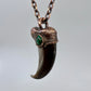 Black Bear Claw with Malachite Accent, Large Front Claw - Copper Electroformed Necklace