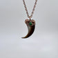 Black Bear Claw with Malachite Accent, Large Front Claw - Copper Electroformed Necklace