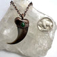 Black Bear Claw with Malachite Accent, Large Front Claw - Copper Electroformed Necklace