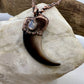 Black Bear Claw with Moonstone Accent, Large Front Claw - Copper Electroformed Necklace