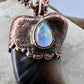 Black Bear Claw with Moonstone Accent, Large Front Claw - Copper Electroformed Necklace