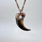 Black Bear Claw with Moonstone Accent, Large Front Claw - Copper Electroformed Necklace