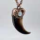 Black Bear Claw with Moonstone Accent, Large Front Claw - Copper Electroformed Necklace