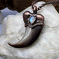 Black Bear Claw with Moonstone Accent, Large Front Claw - Copper Electroformed Necklace