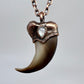 Black Bear Claw with Moonstone Accent, Large Front Claw - Copper Electroformed Necklace