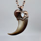 Black Bear Claw with Moonstone Accent, Large Front Claw - Copper Electroformed Necklace