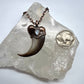 Black Bear Claw with Moonstone Accent, Large Front Claw - Copper Electroformed Necklace