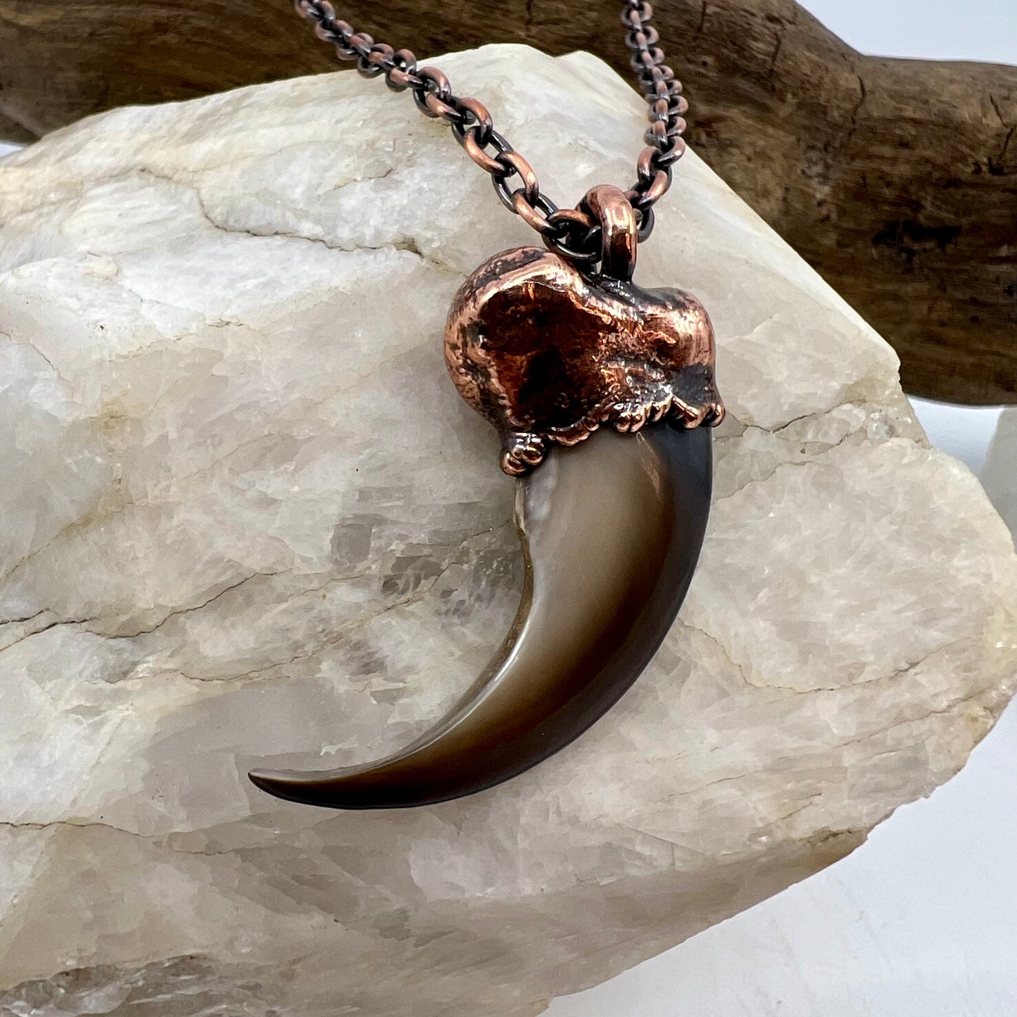 Black Bear Claw Necklace, Large Front Claw - Copper Electroformed