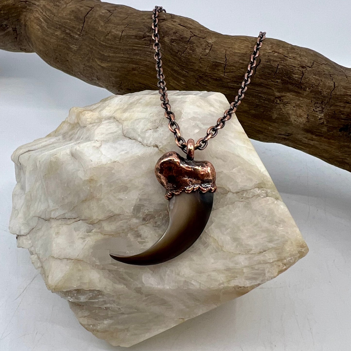 Black Bear Claw Necklace, Large Front Claw - Copper Electroformed