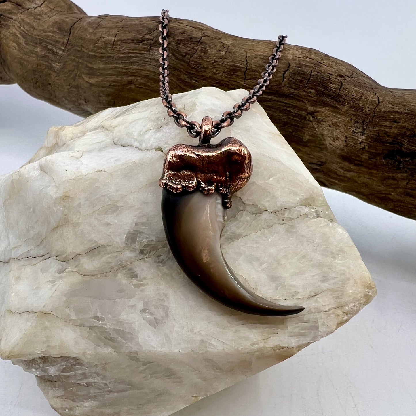 Black Bear Claw Necklace, Large Front Claw - Copper Electroformed