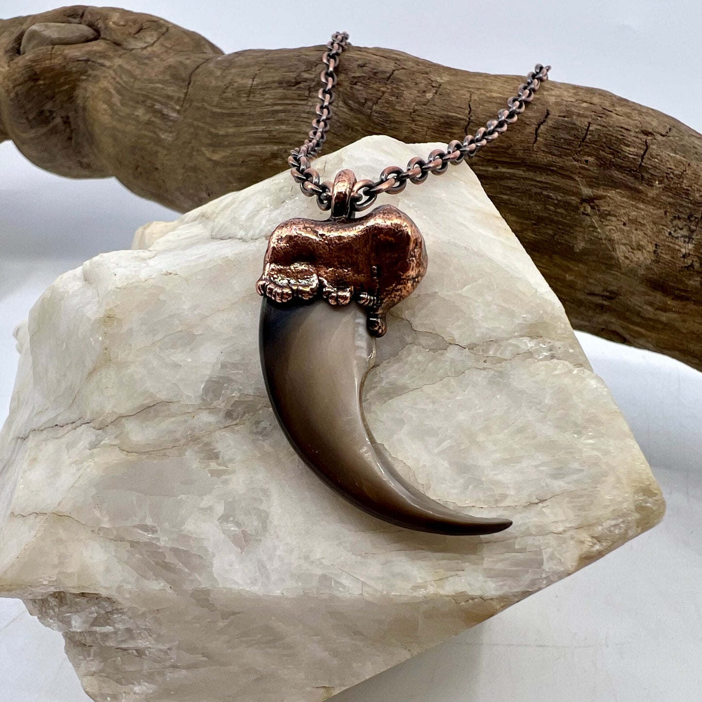 Black Bear Claw Necklace, Large Front Claw - Copper Electroformed