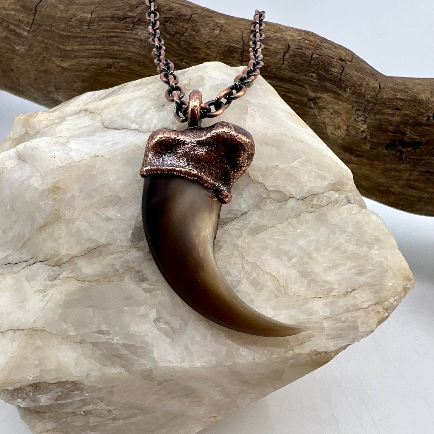 Black Bear Claw Necklace, Large Front Claw - Copper Electroformed