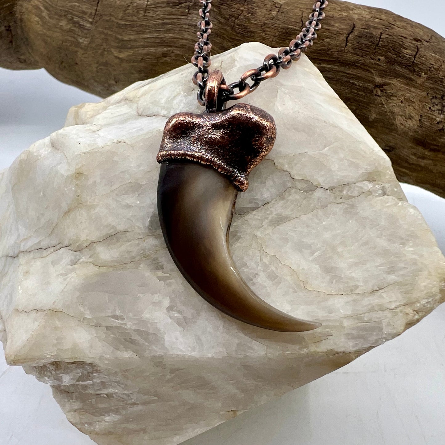 Black Bear Claw Necklace, Large Front Claw - Copper Electroformed