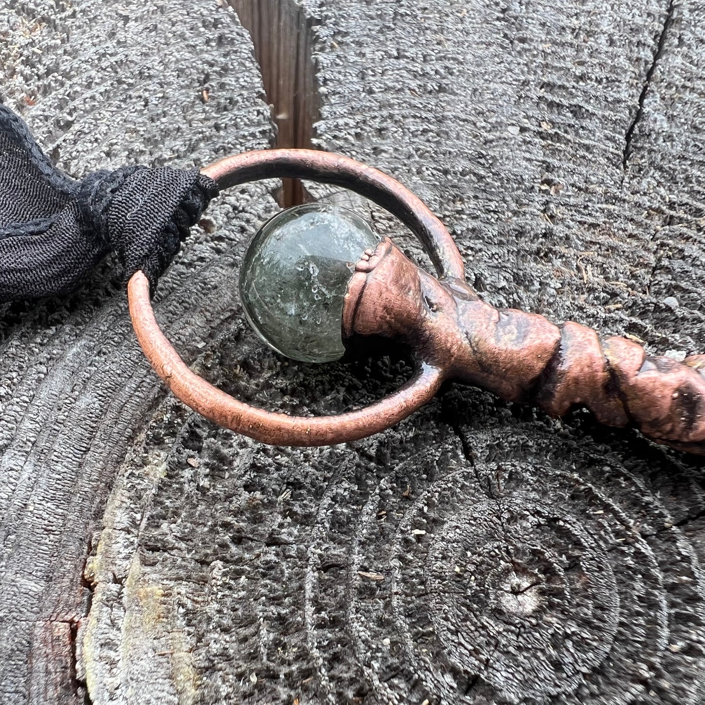 Kyanite Witch's Broom Necklace - Copper Electroformed