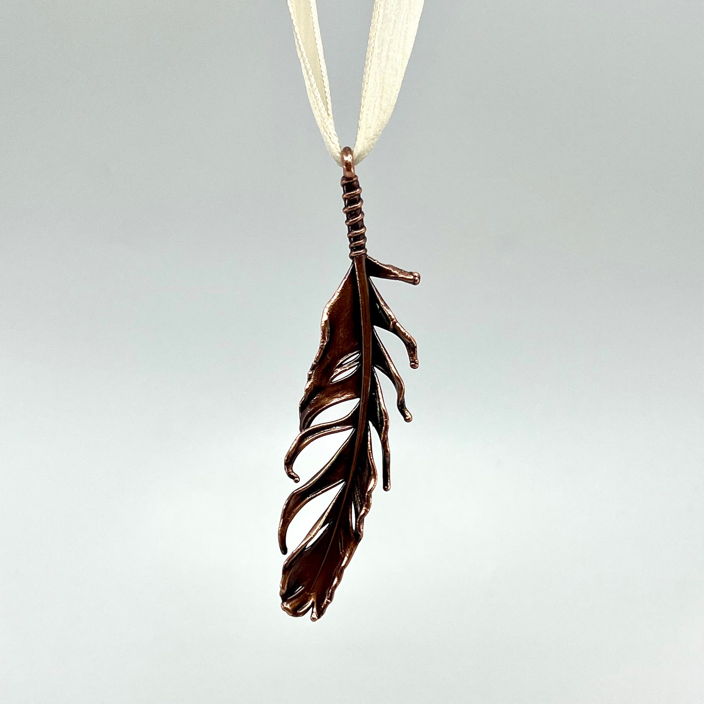 Real Feather Necklace, Large - Copper Electroformed