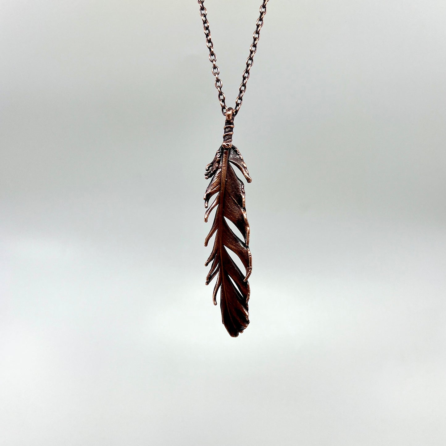 Real Feather Necklace, Large - Copper Electroformed