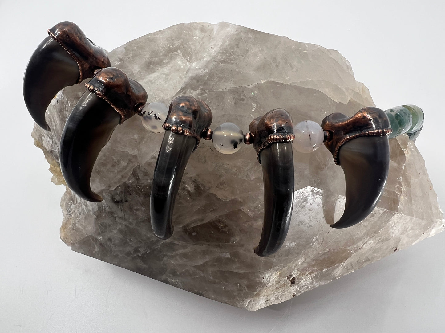 5 Bear Claw Beaded Necklace - Copper Electroformed