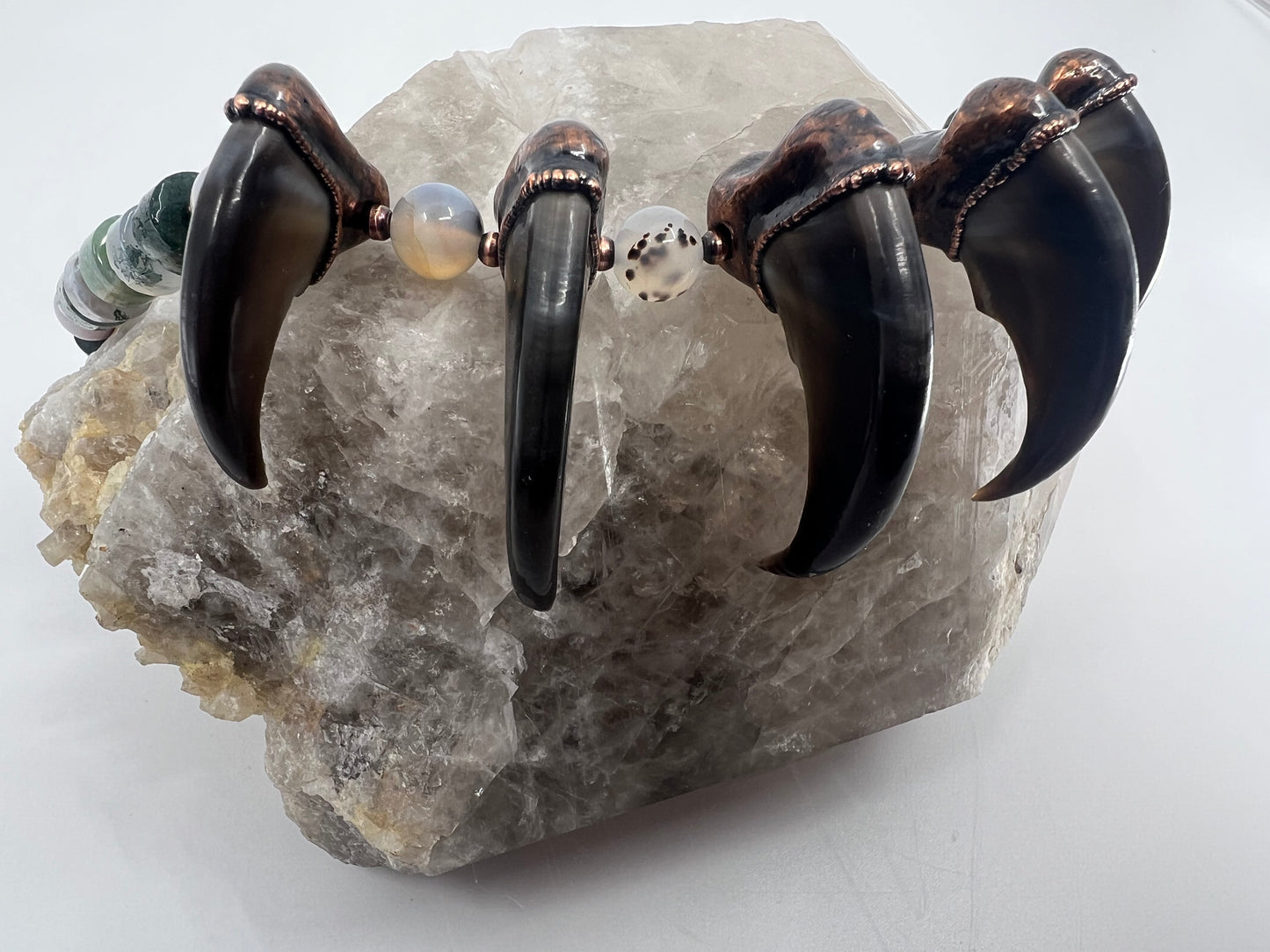 5 Bear Claw Beaded Necklace - Copper Electroformed