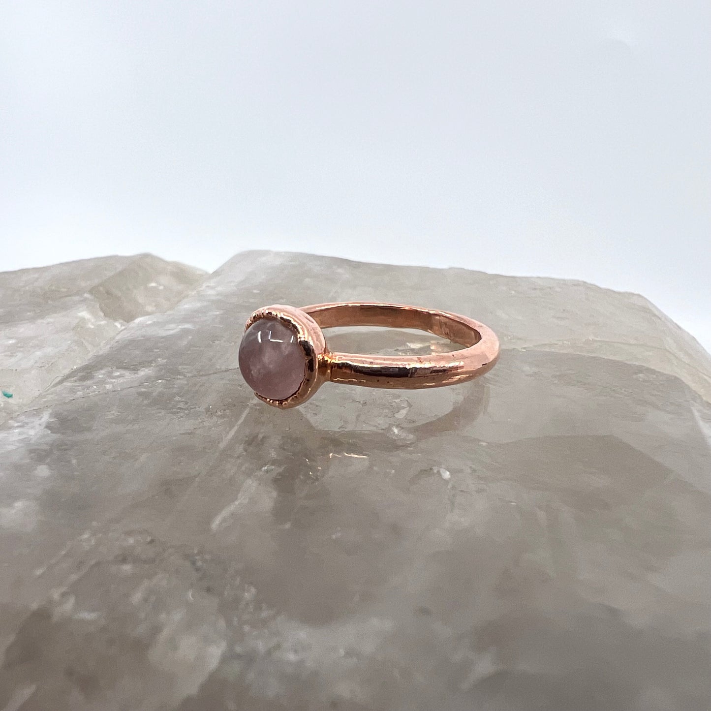 Size 5.25 Rose Quartz Ring - Copper Electroformed