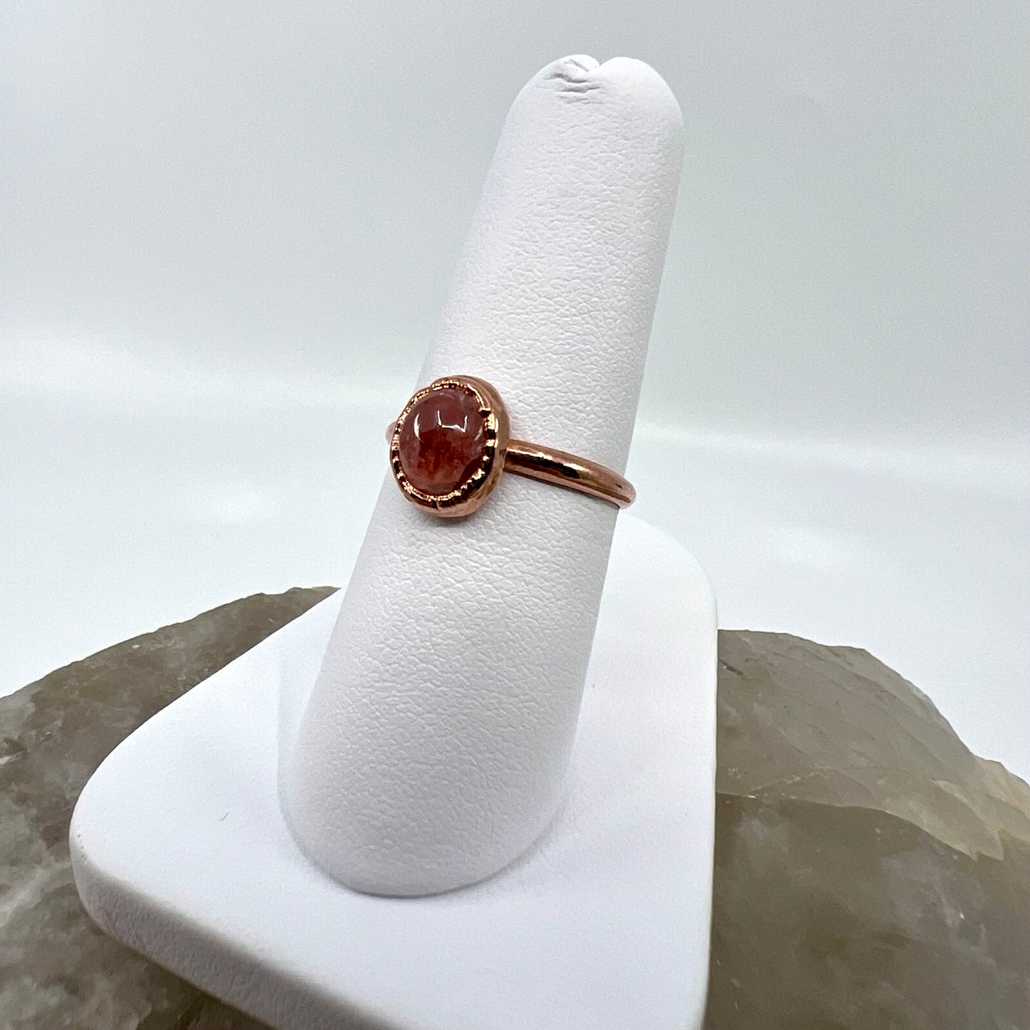 Size 6.25 Rhodochrosite Ring - Copper Electroformed