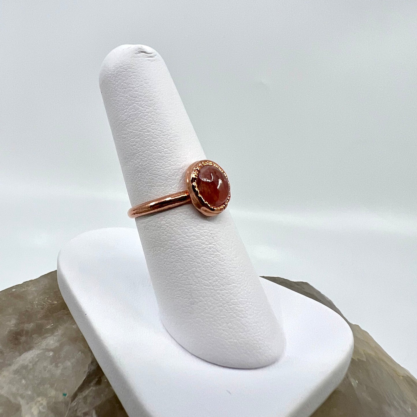 Size 6.25 Rhodochrosite Ring - Copper Electroformed