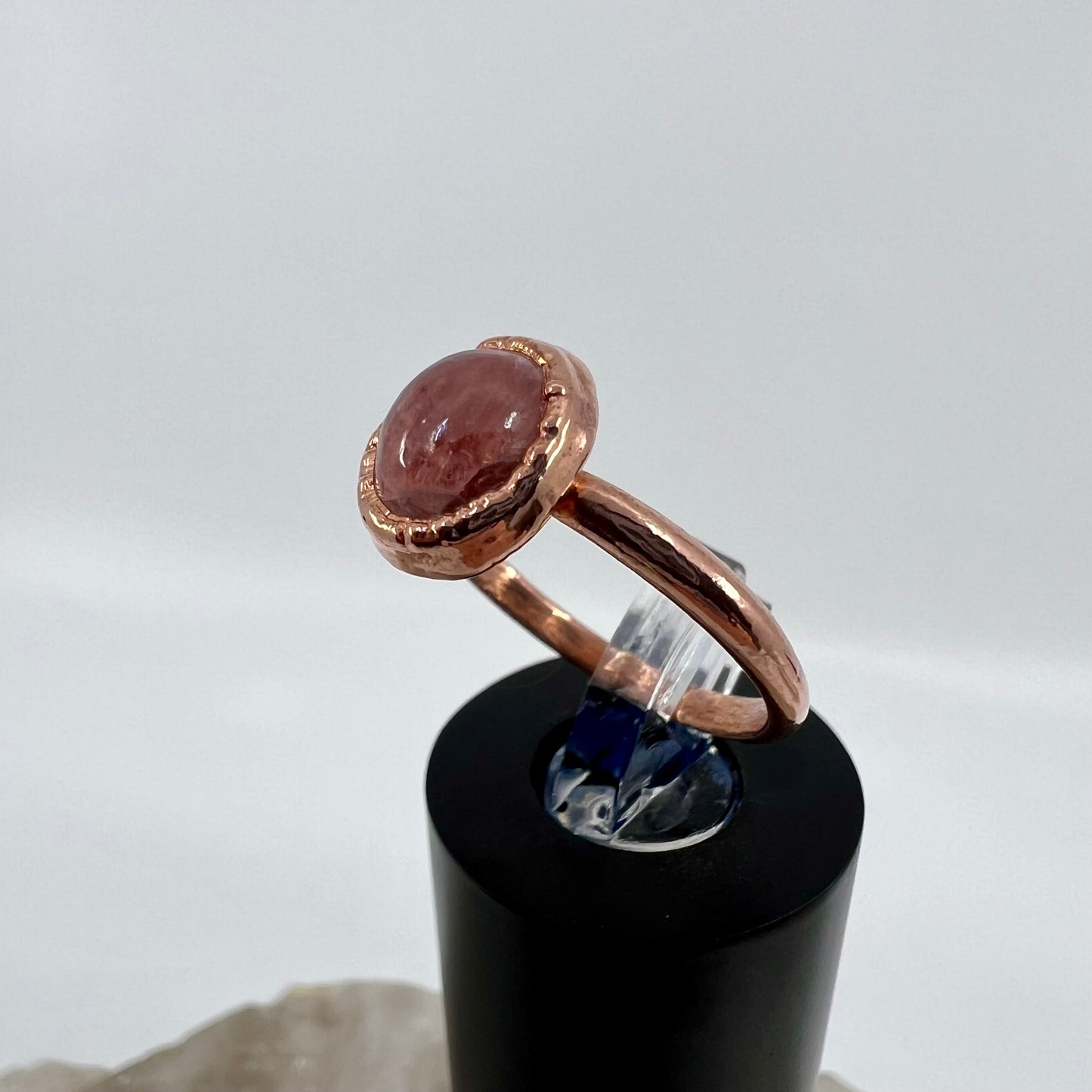 Size 6.25 Rhodochrosite Ring - Copper Electroformed