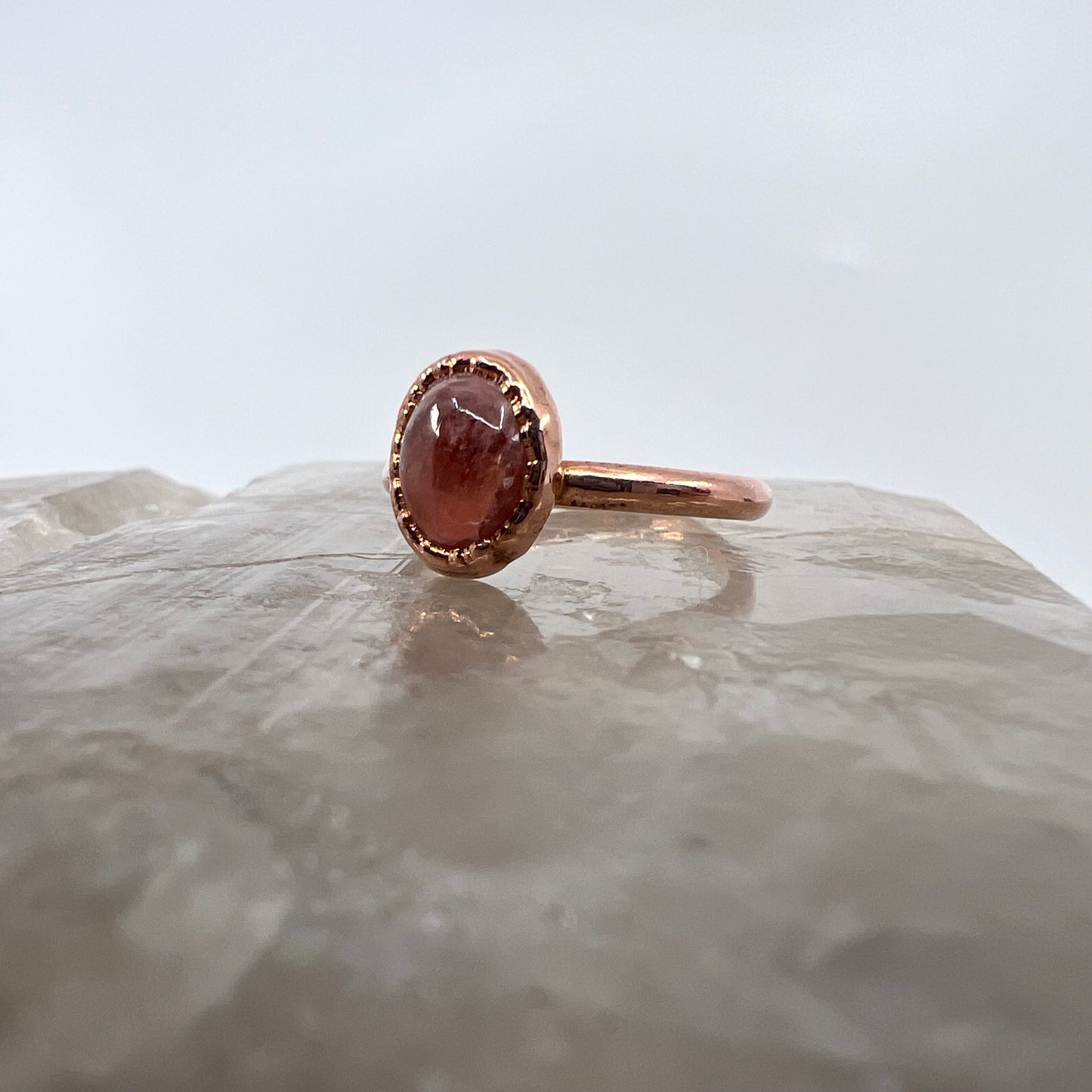 Size 6.25 Rhodochrosite Ring - Copper Electroformed