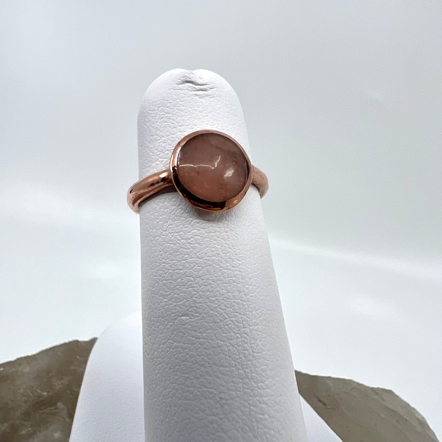 Size 3.5 Rose Quartz Ring - Copper Electroformed