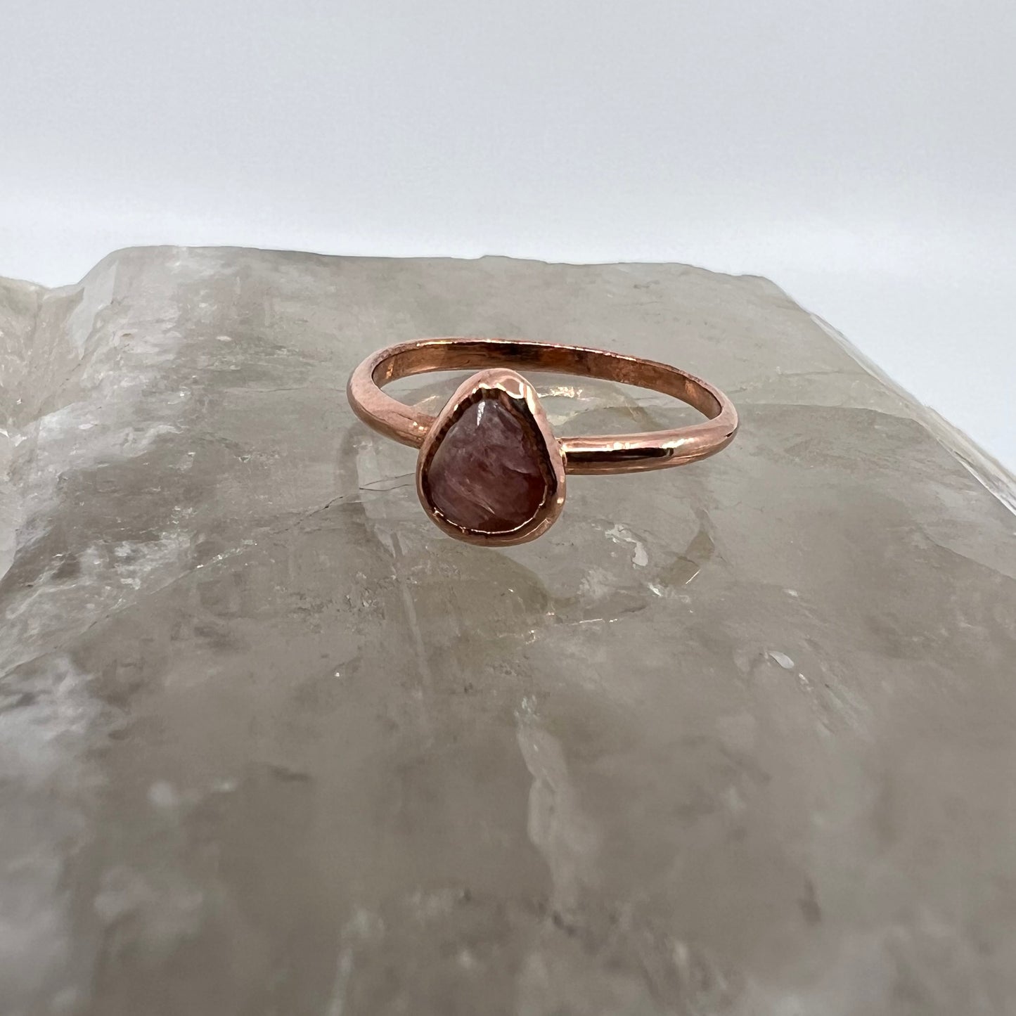 Size 7 Rhodochrosite Ring - Copper Electroformed