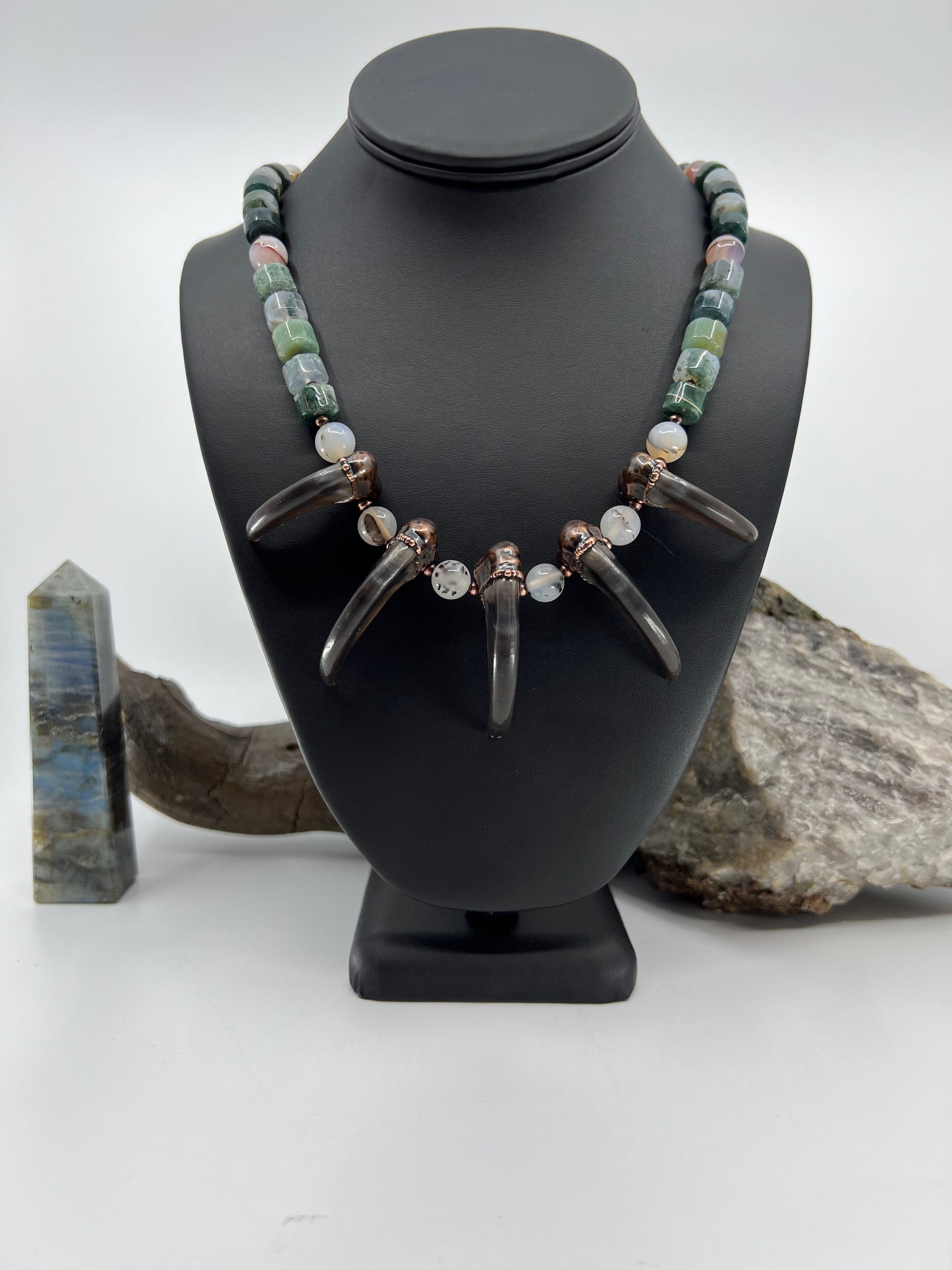 5 Bear Claw Beaded Necklace - Copper Electroformed