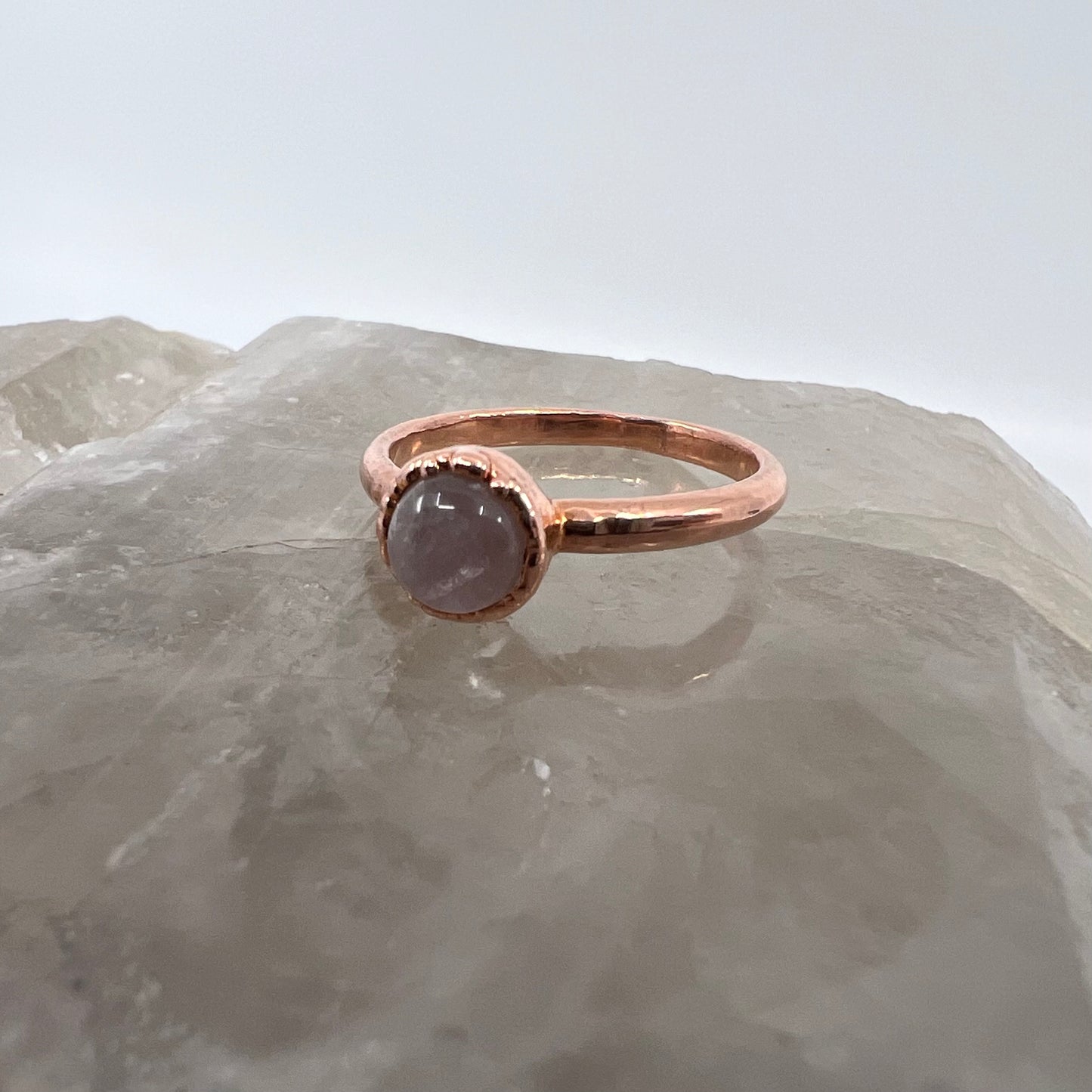 Size 7.25 Rose Quartz Ring - Copper Electroformed