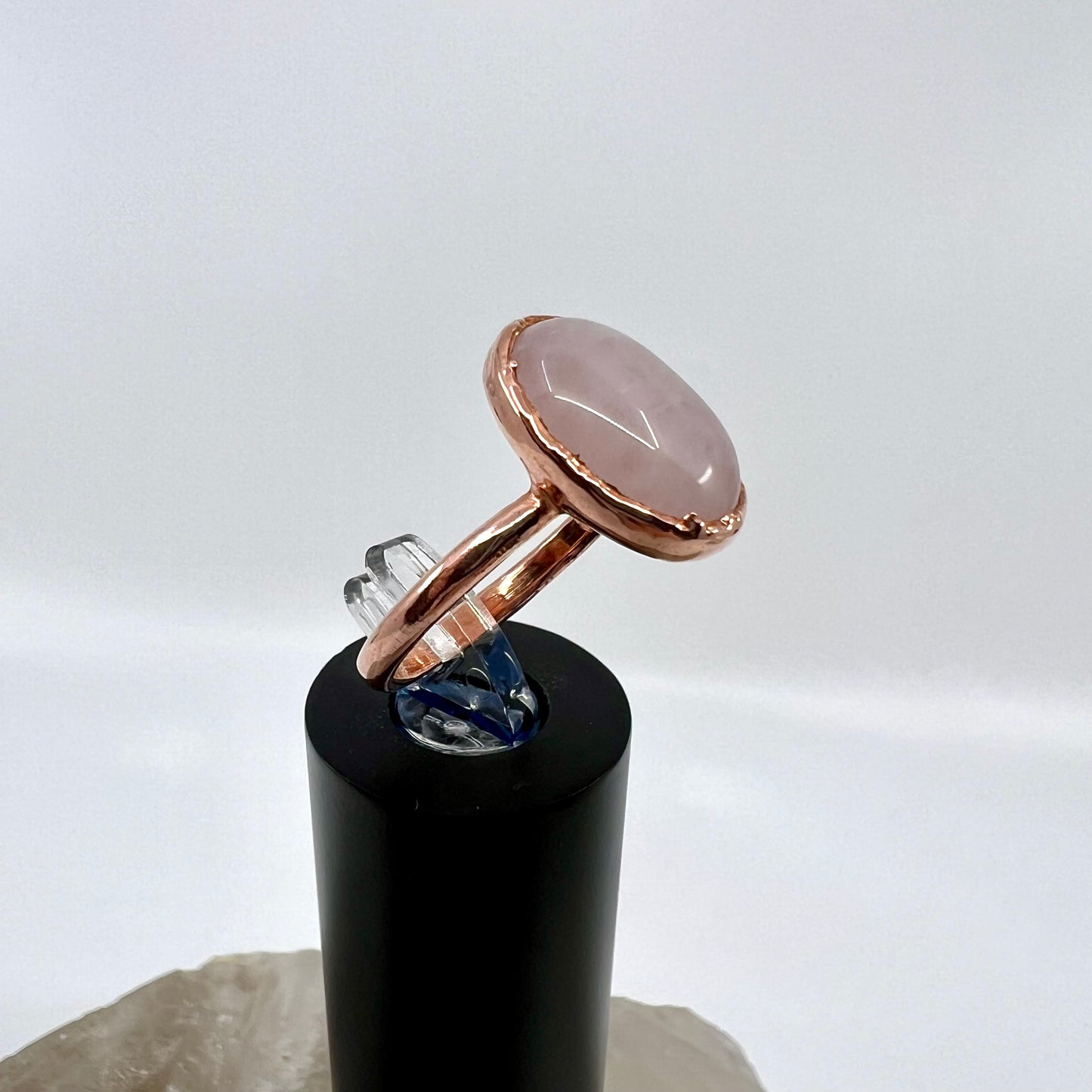 Size 7 Rose Quartz Ring - Copper Electroformed