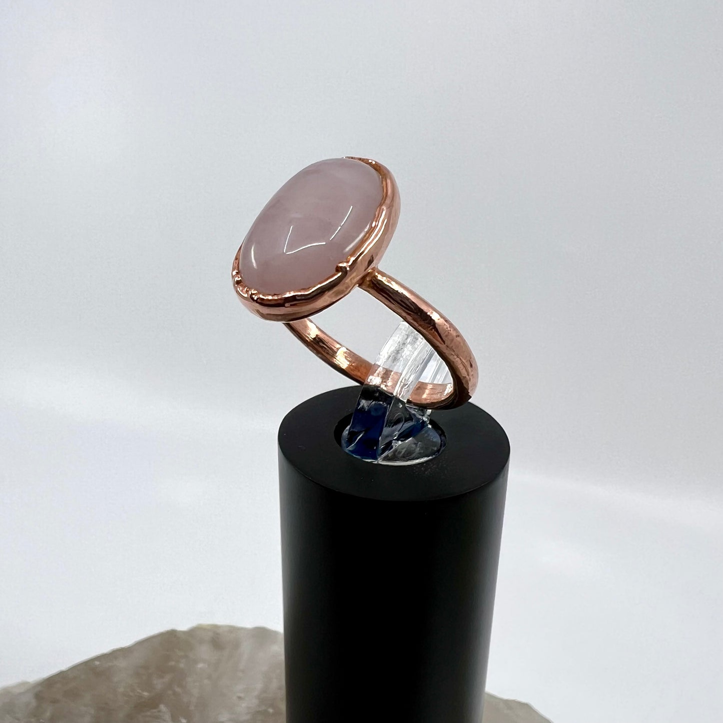 Size 7 Rose Quartz Ring - Copper Electroformed