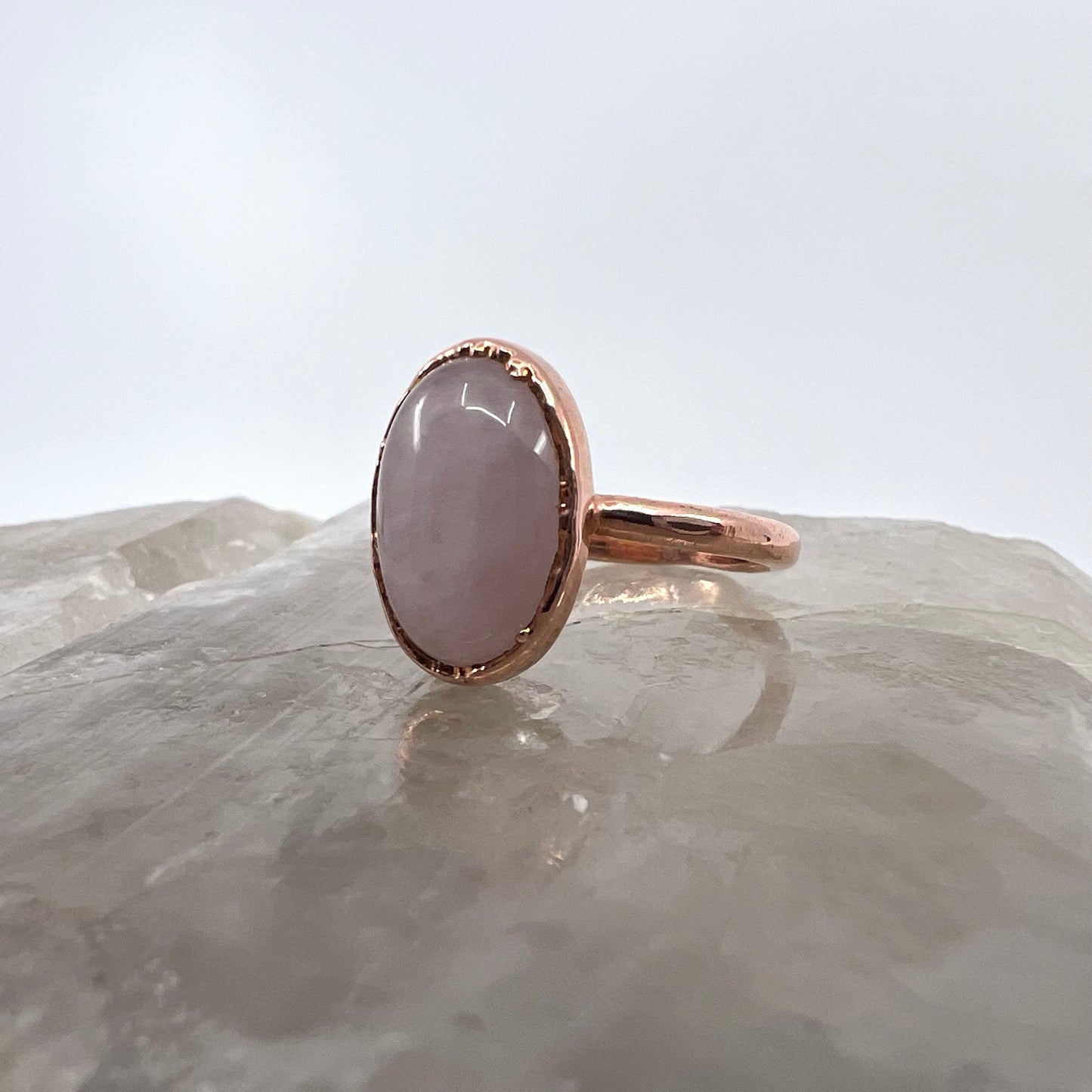 Size 7 Rose Quartz Ring - Copper Electroformed