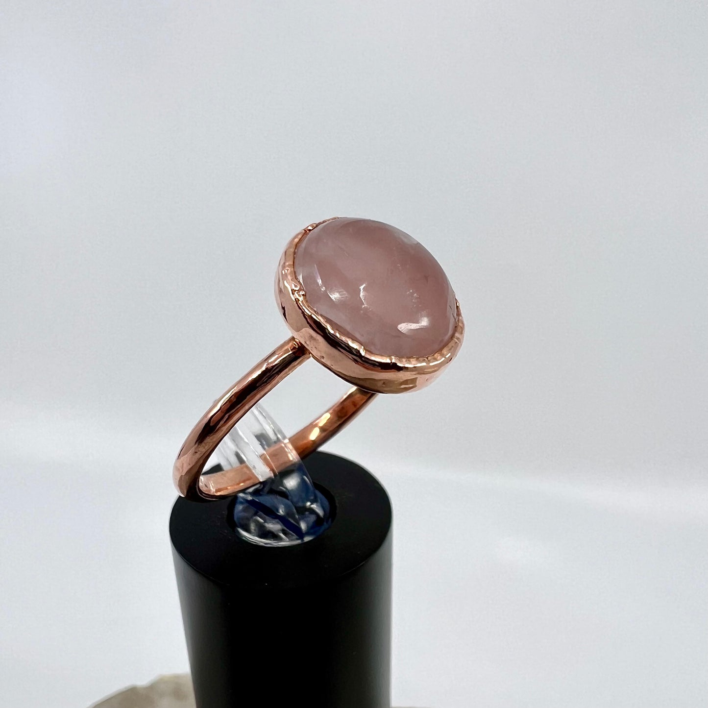 Size 10 Rose Quartz Ring - Copper Electroformed