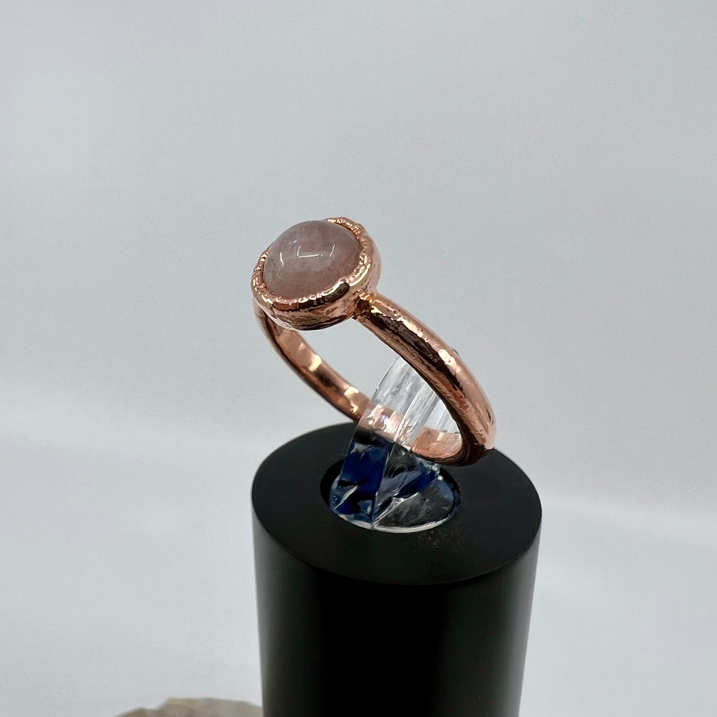 Size 4.25 Rose Quartz Ring - Copper Electroformed