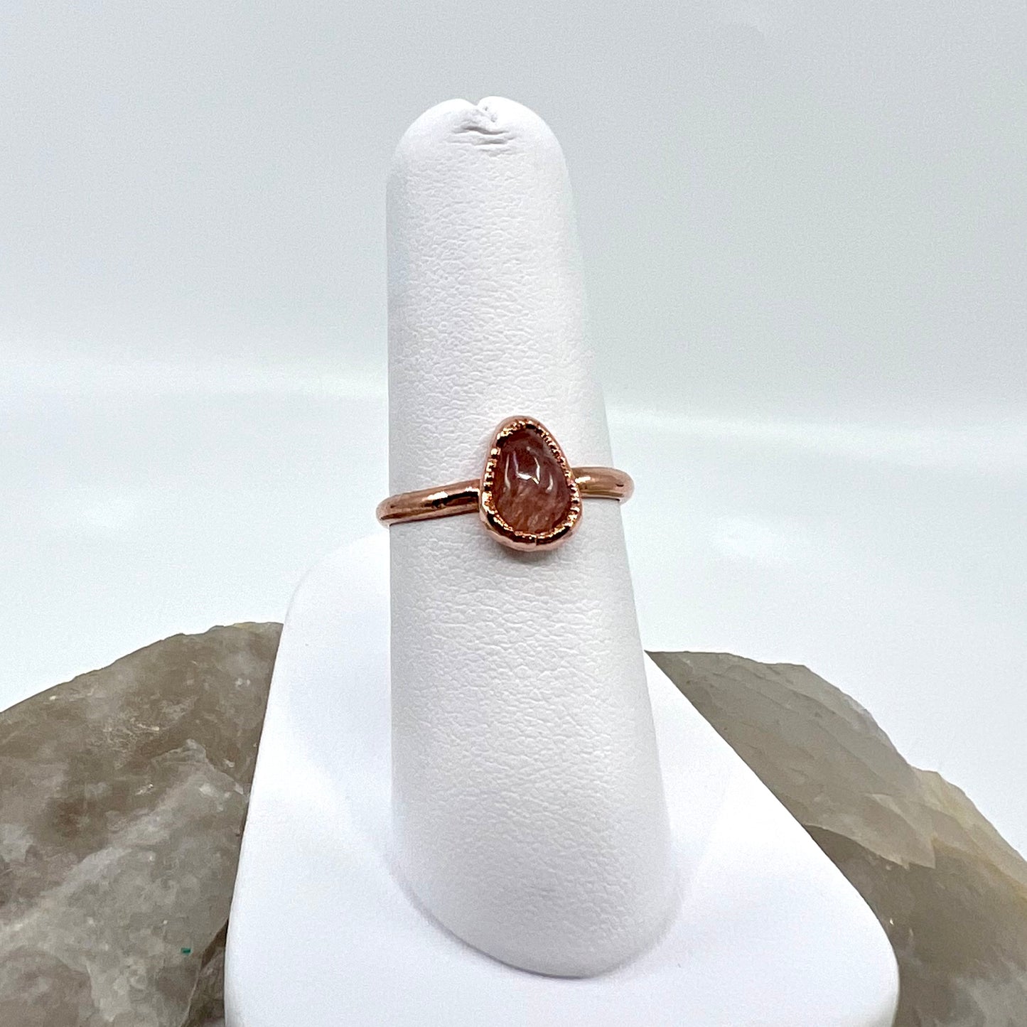 Size 6.25 Rhodochrosite Ring - Copper Electroformed