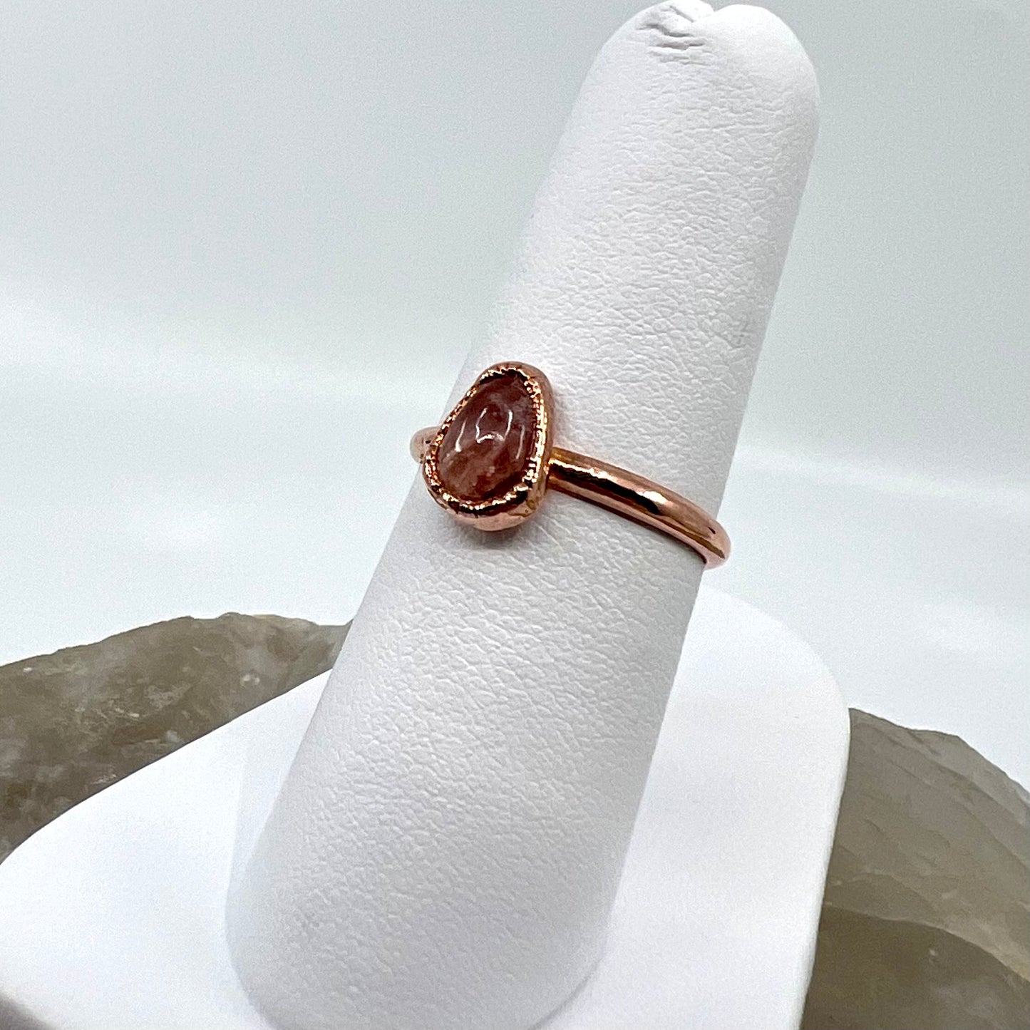 Size 6.25 Rhodochrosite Ring - Copper Electroformed