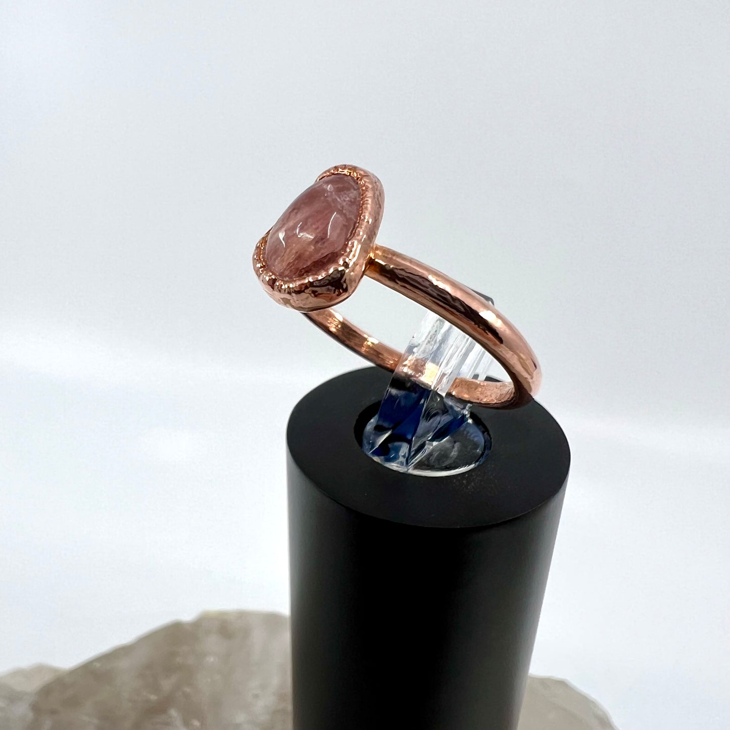 Size 6.25 Rhodochrosite Ring - Copper Electroformed