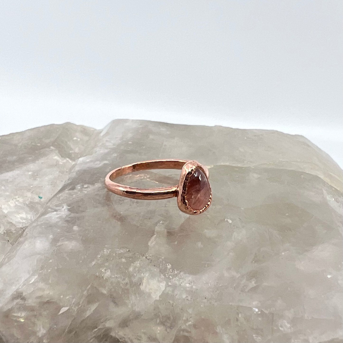 Size 6.25 Rhodochrosite Ring - Copper Electroformed