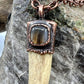 Antler Tip Necklace with Montana Agate Accent- Copper Electroformed