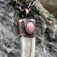 Antler Tip Necklace with Rhodochrosite Accent- Copper Electroformed