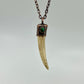 Antler Tip Necklace with Malachite Accent - Copper Electroformed