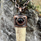 Antler Tip Necklace with Garnet Accent- Copper Electroformed