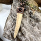 Antler Tip Necklace with Garnet Accent- Copper Electroformed