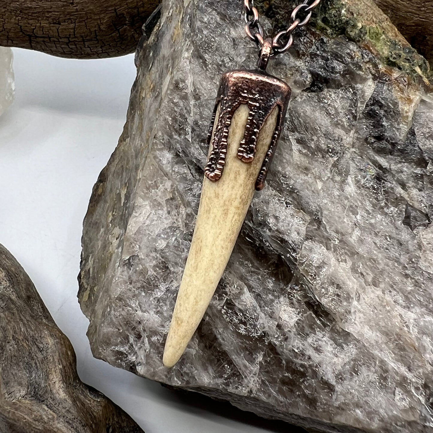 Antler Tip Necklace - Copper Electroformed